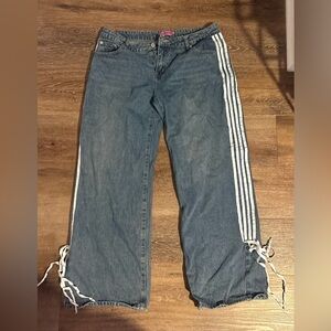 Edikted Denim Flare Jeans with White Stripes